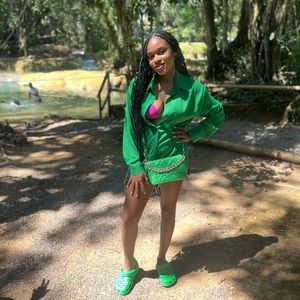 Green bathing suit cover up